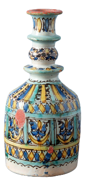 Moroccan Pottery Fez Polychrome Bottle, 1800s