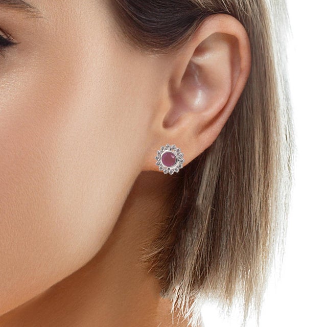 Diamond Ruby Earrings 14k Gold 2.07 TCW Certified For Sale - Image 11 of 16