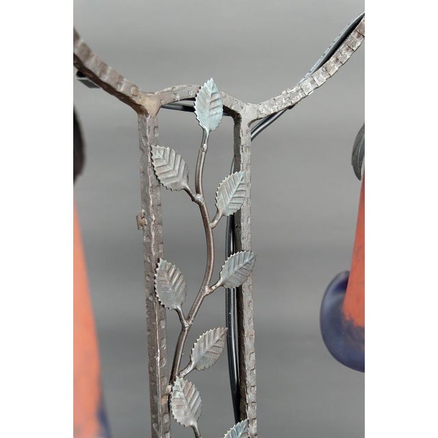 Vintage Art Deco Wrought Iron Lamp by Muller, 1920 For Sale - Image 11 of 18
