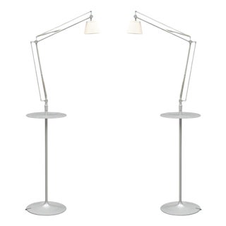 Achimoon Table and Lamps with Pleated Fabric Shade by Philippe Starck for Flos Italy, 1993, Set of 2 For Sale