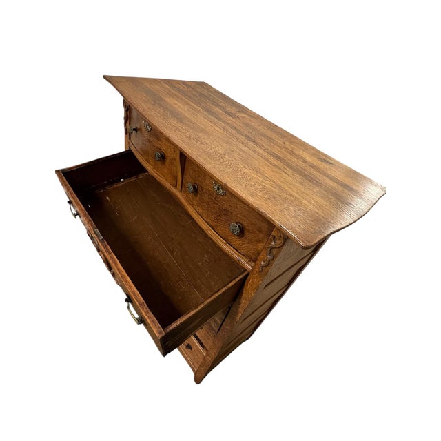 Brass Antique American Solid Oak Dresser, Late 19th Century For Sale - Image 8 of 12
