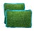 Custom Handcrafted Artificial Turf Lumbar Pillow With Turquoise Ruffle - Large Lumbar For Sale - Image 4 of 10
