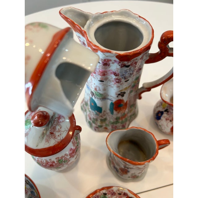 Vintage Japanese Eggshell Porcelain Kutani Geisha Tea Set- 26 Pieces For Sale - Image 11 of 12