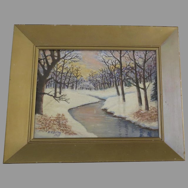 1950s Winter Scene River Bed Oil Painting, Framed For Sale - Image 9 of 9