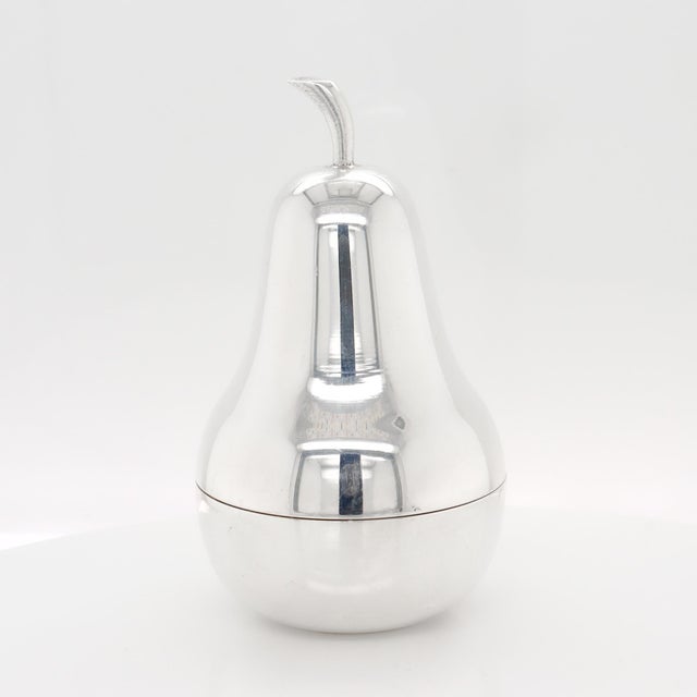 Mid-Century Modern Vintage Tiffany & Co. Sterling Silver Figural Pear Box With a Gilt Interior For Sale - Image 3 of 10