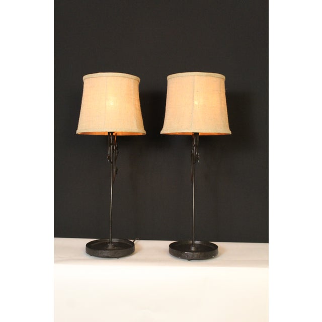 1930s Eastlake Hand Forged Iron Lamps - a Pair For Sale In Miami - Image 6 of 12