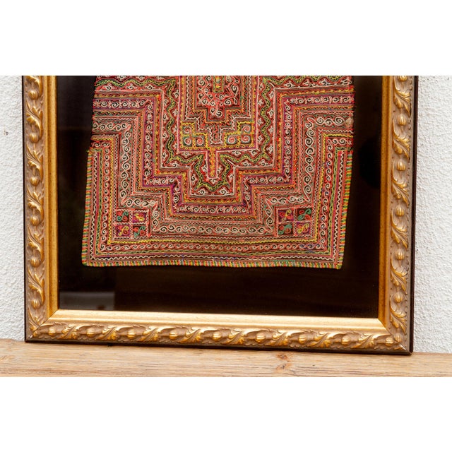 Textile Antique Hmong Baby Carrier Framed Textile For Sale - Image 7 of 10