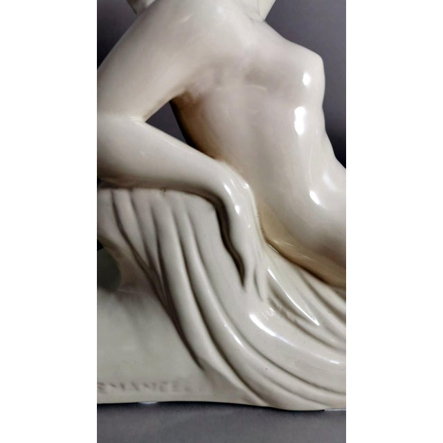 White 1920s Art Deco French Ceramic Sain-Clement Statue of Charles Lemenceau For Sale - Image 8 of 13
