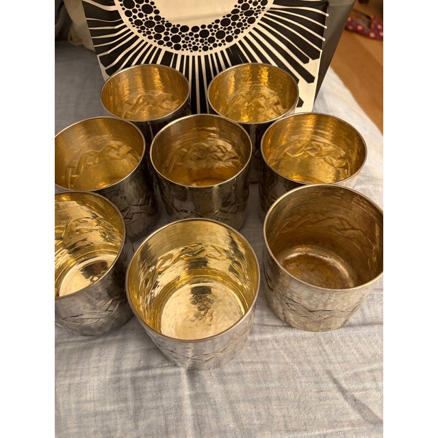 Mid 20th Century Italian Hand-Finished Hammered Silver-Plated Cups by Calegaro - Set of 8 For Sale - Image 4 of 9