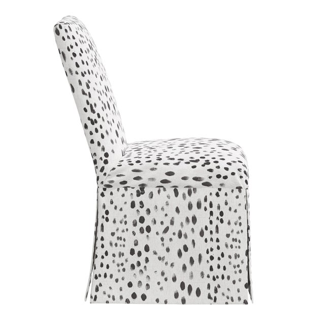 Traditional Slipcover Dining Chair in Linen Leopard Ink For Sale - Image 3 of 8