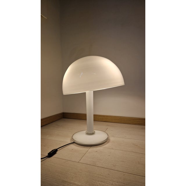 Large Table Lamps in Milk Glass and Transparent Glass with Adjustable Lampshade from Vistosi Murano, 1960s, Set of 2, in...