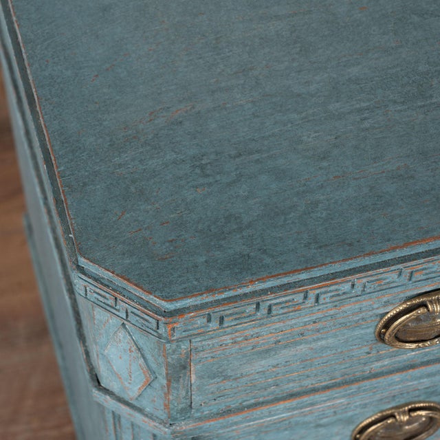 19th Century Swedish Gustavian Blue Painted Chest of Drawers, Pair For Sale - Image 6 of 17