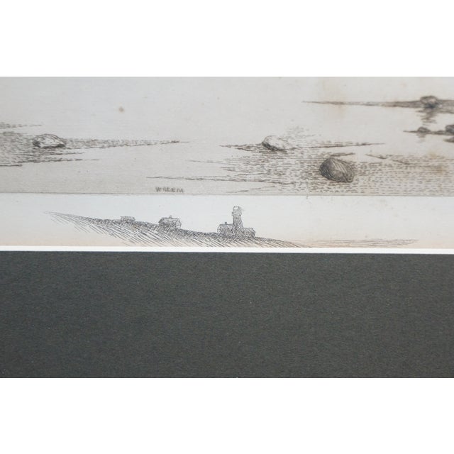 Antique William Clem Signed Nautical Coastal Sailboats Seascape Etching 31" For Sale - Image 6 of 11