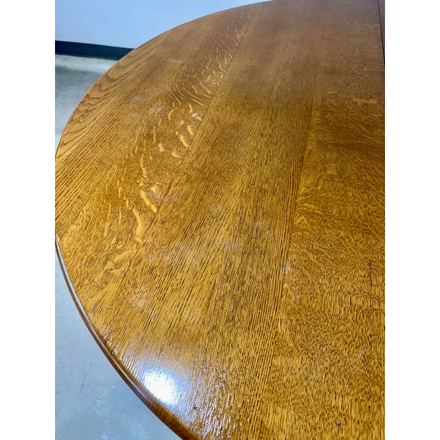 1970s Mid Century Guillerme Et Chambron Style Brutalist Oak Dining Table For Sale - Image 11 of 12