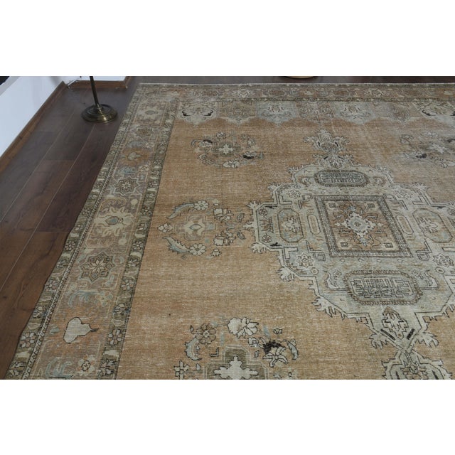 1970s Vintage Persian Handmade Wool Cotton Orange Area Rug For Sale In San Francisco - Image 6 of 11