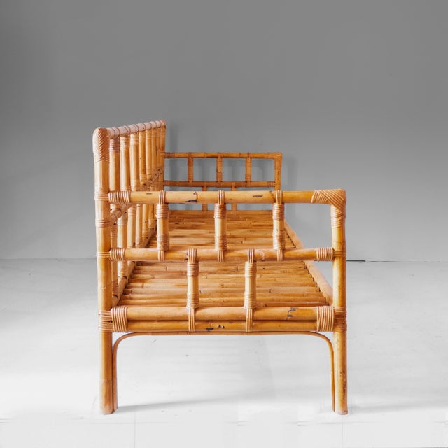 Mid-Century Modern Italian Riviera Modern Bamboo and Rattan Sofa in the style of Vivai del Sud Style, 1970s For Sale - Image 3 of 18