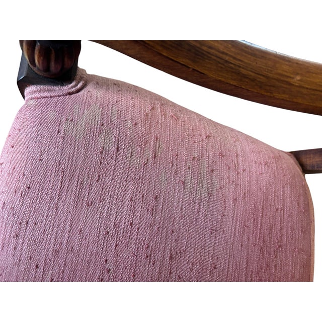 Antique Empire Style Walnut Armchairs With Pink Tufted Upholstery, a Pair For Sale - Image 11 of 12