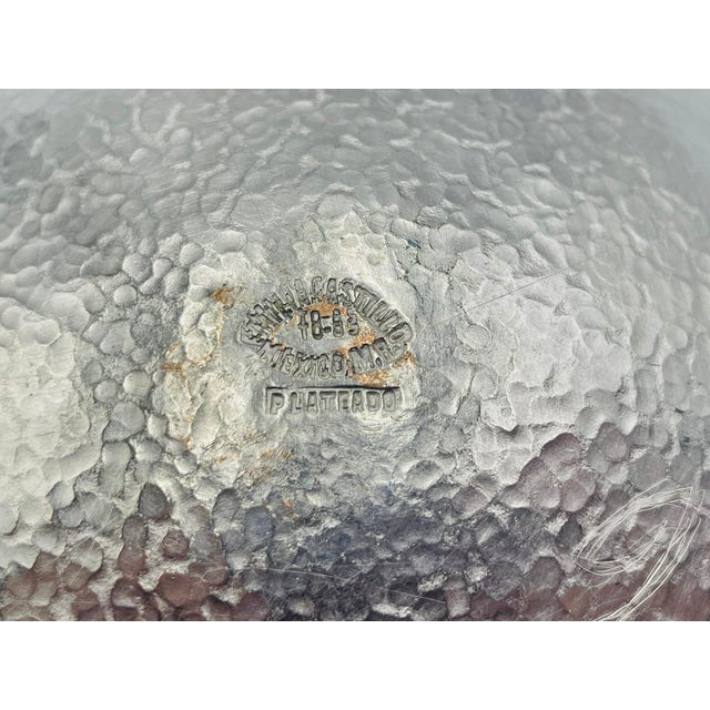 1980s Emilia Castillo Frog-Accented Silver Bowl on Volcanic Rock Base, Mexican Modern For Sale - Image 14 of 15