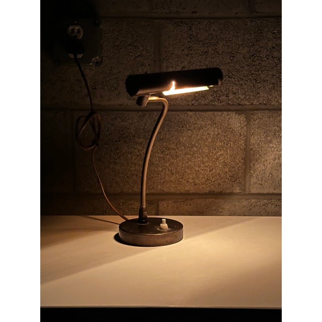 1940s Swedish Modern Brass Desk or Banker/ Table Lamp by Asea For Sale - Image 11 of 12