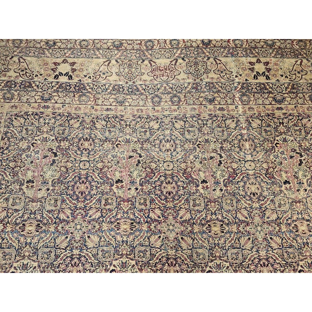 19th Century Oversized Persian Kerman Lavar Rug, Hand-Knotted Wool, Allover Tree of Life Pattern, Royal-Blue & Ivory, 14’ X 18’ For Sale - Image 13 of 17