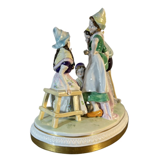 Antique German Four Children in Lively Conversation Porcelain Figurine For Sale - Image 13 of 18