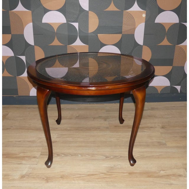 1960s Chippendale Round Coffee Table in Wicker and Glass, 1960s For Sale - Image 5 of 8