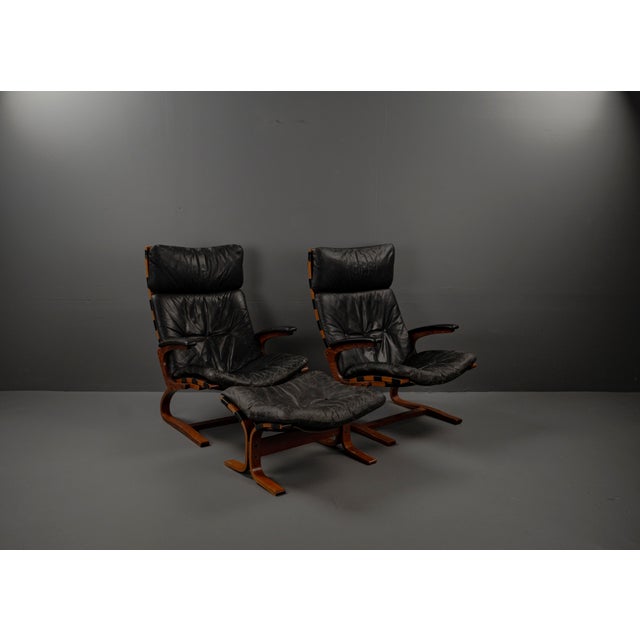 Brutalist Set of Siesta Chair & Ottoman by Ingmar Relling for Westnofa, Norway, 1960s Set of 3 For Sale - Image 3 of 18