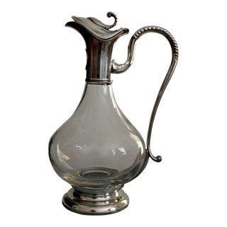 1950s l'Esprit & Levin Crystal and Pewter Carafe For Sale