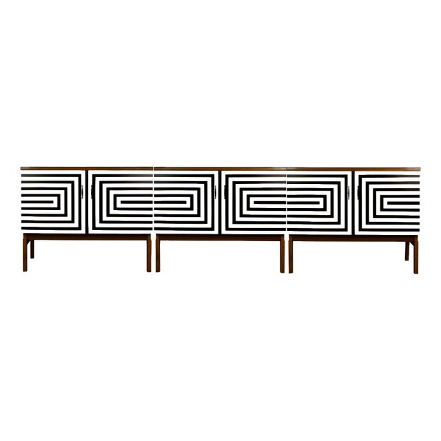 Modular Sideboard with Op Art Motif, 1970s, Set of 3 For Sale