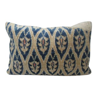 Turkish Beige & Blue Handmade Pillow - 24"W x 16"H For Sale