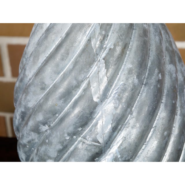 French 1920s Zinc Pinecone Shaped Decorative Element on Circular Lucite Base For Sale - Image 4 of 10