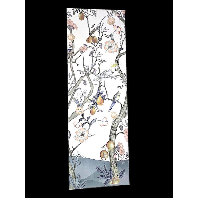 Paper Chinoiserie/Botanical Anthropologie Chloe Wallpaper Mural, Birds and Monkeys, 7 Panels For Sale - Image 7 of 15