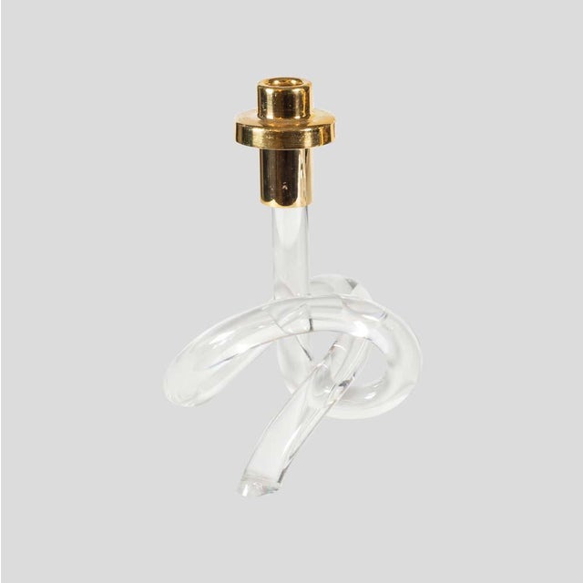 1960s Acrylic and Brass Pretzel Candleholder, 1960s For Sale - Image 5 of 5
