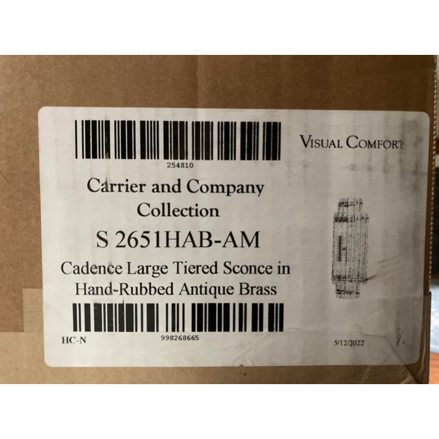 2020s Visual Comfort S 2651hab-Am Cadence Large Tiered Sconce in Hand Rubbed Antique Brass by Carrier and Company For Sale - Image 5 of 13