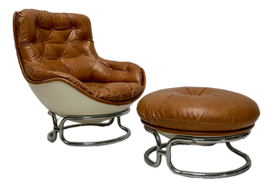 Set of Vintage Leather Karate Chair Set by Michel Cadestin for Airborne, 1960s