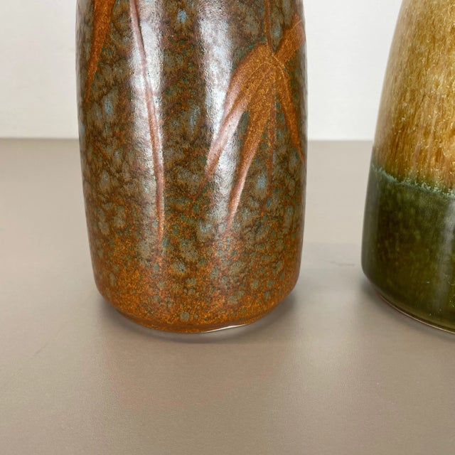 German Multi-Color Pottery Fat Lava Vases from Scheurich, 1970s, Set of 2 For Sale - Image 4 of 18