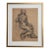 Original Charcoal Seated Nude Figure Study on Toned Paper, Mid-Century Framed Art I For Sale