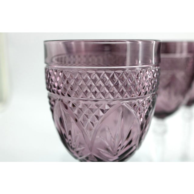 1990s 1990s Cristal d'Arques Purple Amethyst Water Wine Crystal Goblets Glasses - Set of 7 For Sale - Image 5 of 5