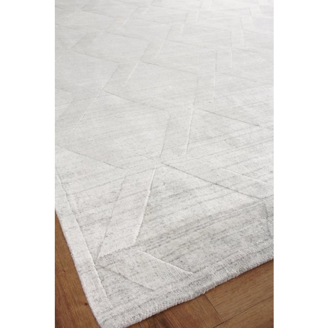 Wood Exquisite Rugs Chesterfield Hand Loom Bamboo Silk Ivory - 9'x12' For Sale - Image 7 of 9