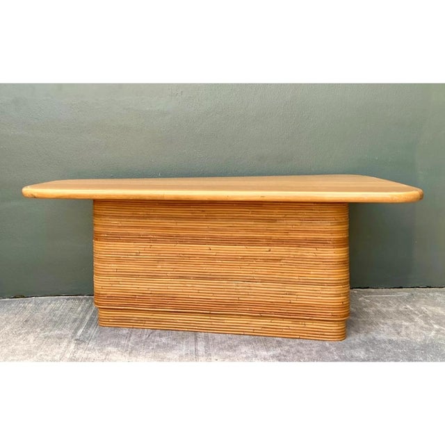 Wood Vintage Pencil Reed and Wood Surfboard Desk For Sale - Image 7 of 12