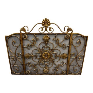 Vintage Hollywood Regency / Rococo Revival Folding Fireplace Screen For Sale
