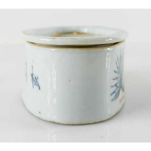 Chinese Chinese Porcelain Cricket Cage Box With Crane and Pine Tree For Sale - Image 3 of 10