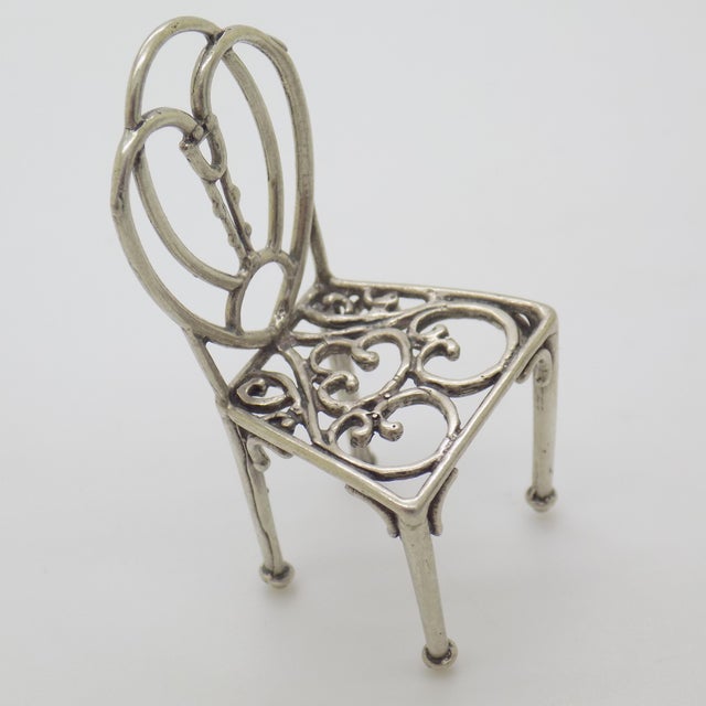 Vintage Italian Handmade Silver 800 Chair Figurine, Arezzo, 1970s For Sale - Image 4 of 12