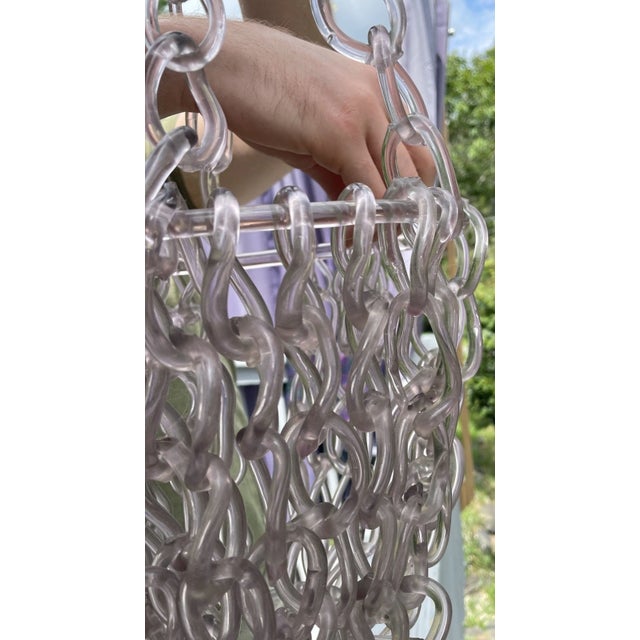 Glass Rare Fine Antique 19th C. Victorian Free Blown Glass Whimsy Hanging Chain Basket For Sale - Image 7 of 18