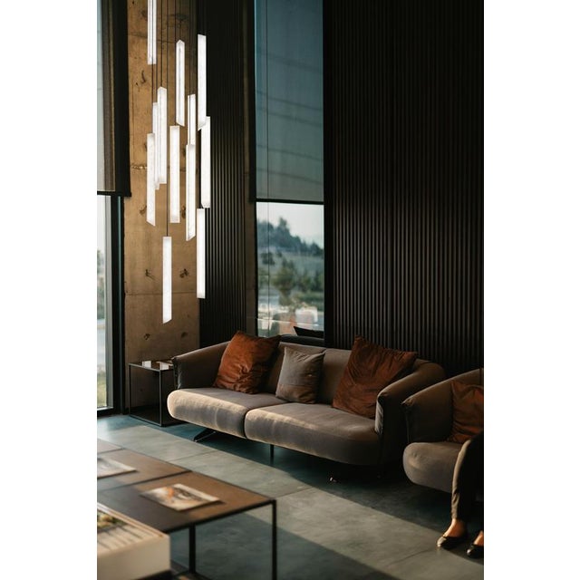 Triangular Tube Pendant Lamp by United Alabaster For Sale - Image 12 of 17