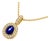 Late 20th Century 14K Yellow Gold Cabochon Sapphire Diamond Pendant Necklace For Sale