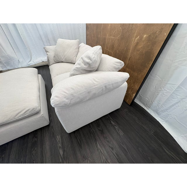 Dove Gray Rh Cloud Modular Sectional 3-Piece Configuration | Dove | Perennials® Performance Textured Linen Weave For Sale - Image 8 of 18