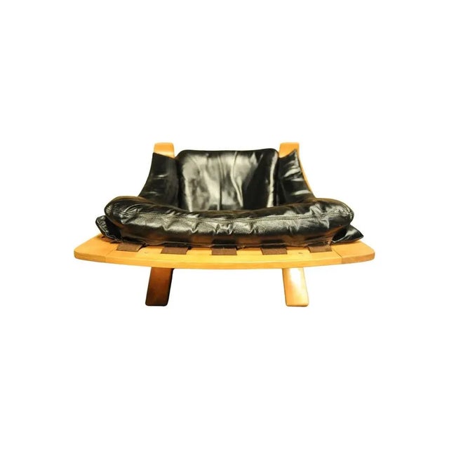 Bentwood Cantilever Chair by Åke Fribytter in Black Leather Kroken for Nelo Sweden For Sale - Image 6 of 7