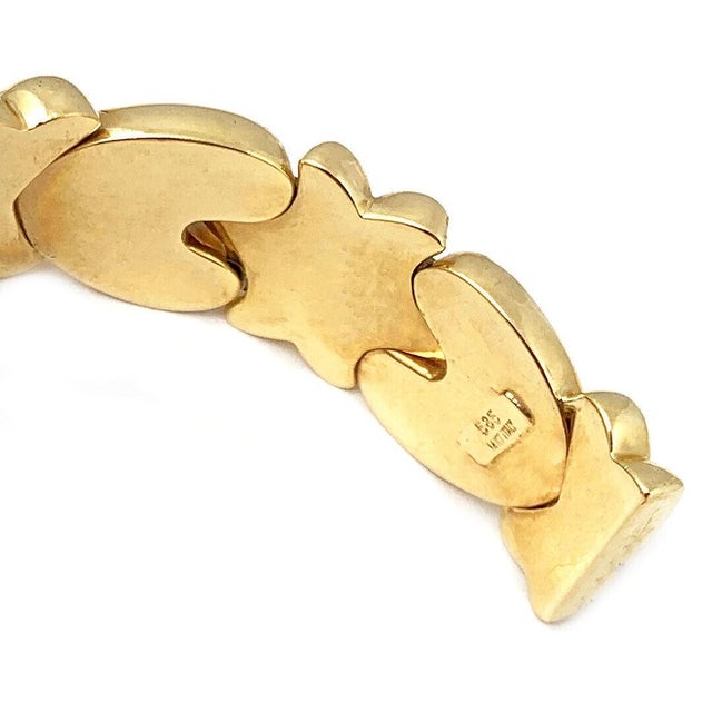 Mid 20th Century Mid 20th Century Hearts X Design 13mm Wide Flex 14k Yellow Gold Cuff Bracelet For Sale - Image 5 of 5