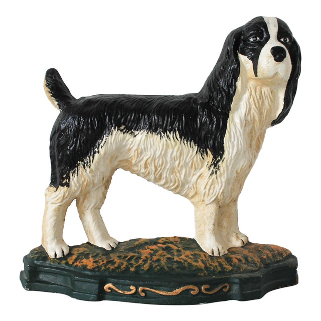 Vintage English Traditional Cast Iron Springer Spaniel Dog Door Stop For Sale